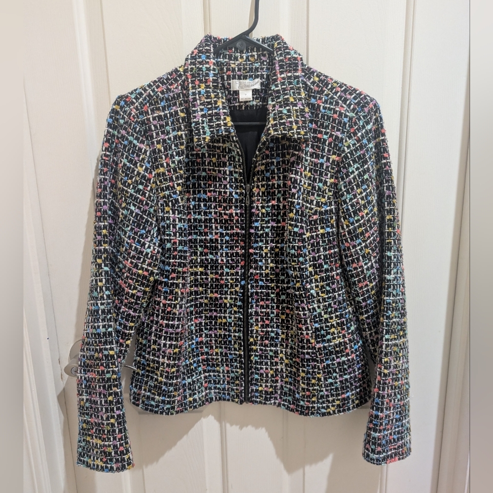 Christopher & Banks Medium Zip Up Rainbow Blazer